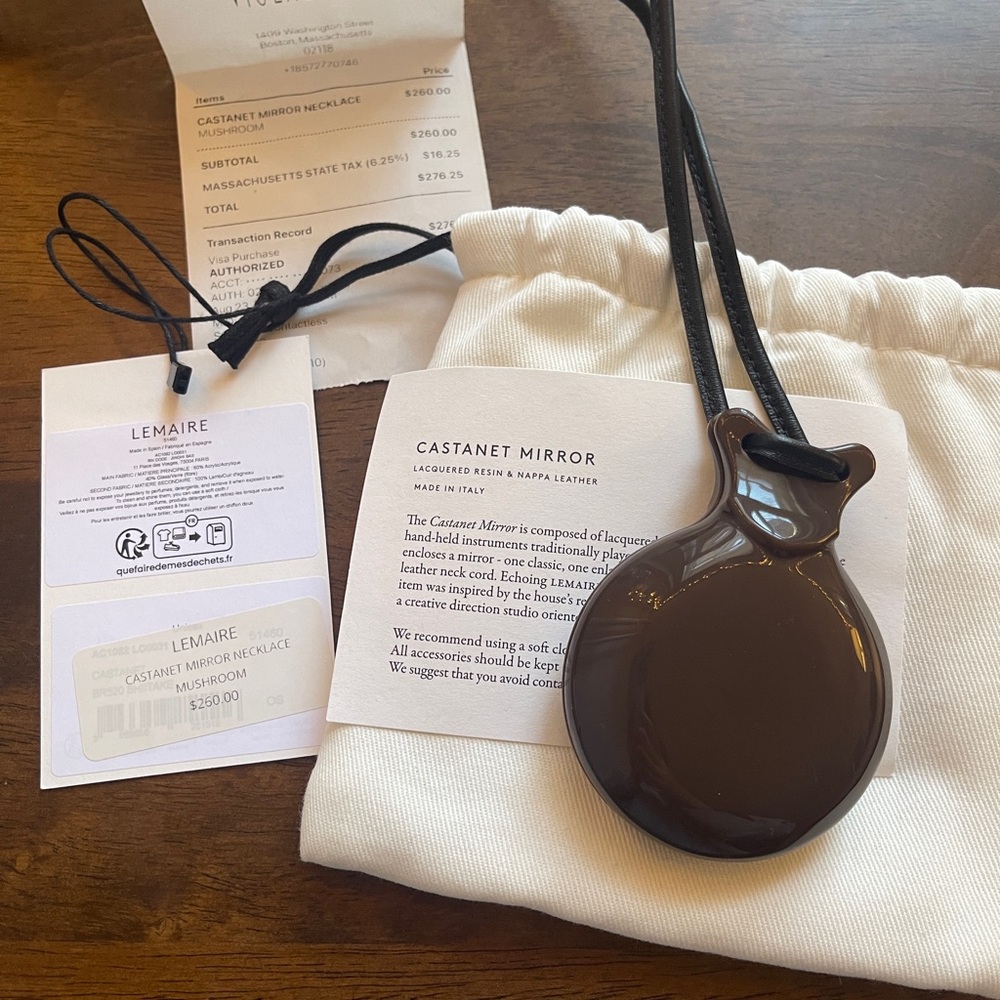 NWT LEMAIRE CASTANET MIRROR NECKLACE in Mushroom